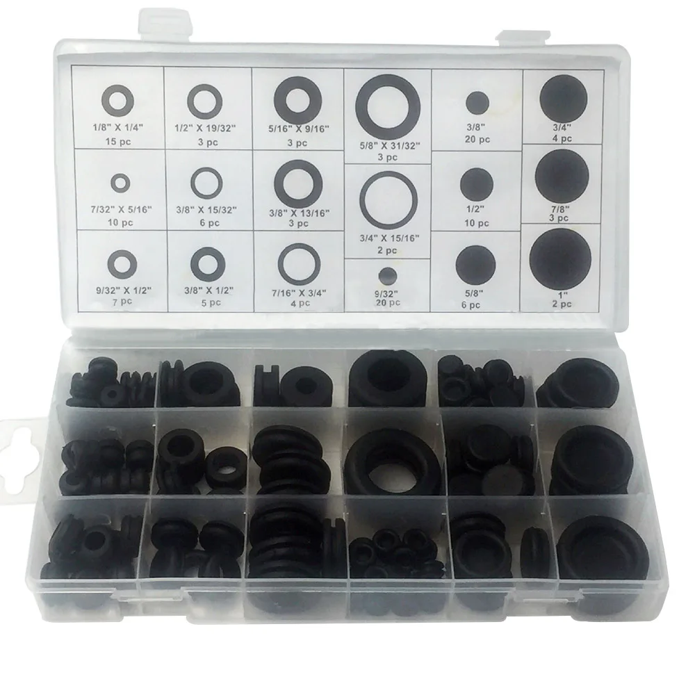 Black 125pcs Rubber Grommet Assorement Kit Firewall Faucets Hoses Electrical Wire Gasket Washers Grommets Home Tools Set
Black 125pcs Rubber Grommet Assorement Kit Firewall Faucets Hoses Electrical Wire Gasket Washers Grommets Home Tools Set