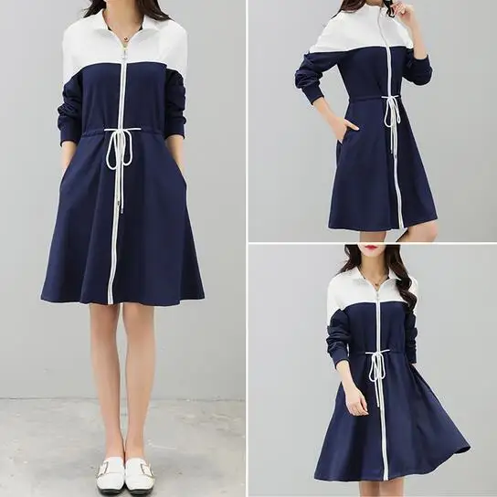 A Line Dresses 2 Colors Vintage Women Design Long Sleeve Patchwork Vintage Ladies White Blue Slim Waist Hoodie Dress DW45
A Line Dresses 2 Colors Vintage Women Design Long Sleeve Patchwork Vintage Ladies White Blue Slim Waist Hoodie Dress DW45
