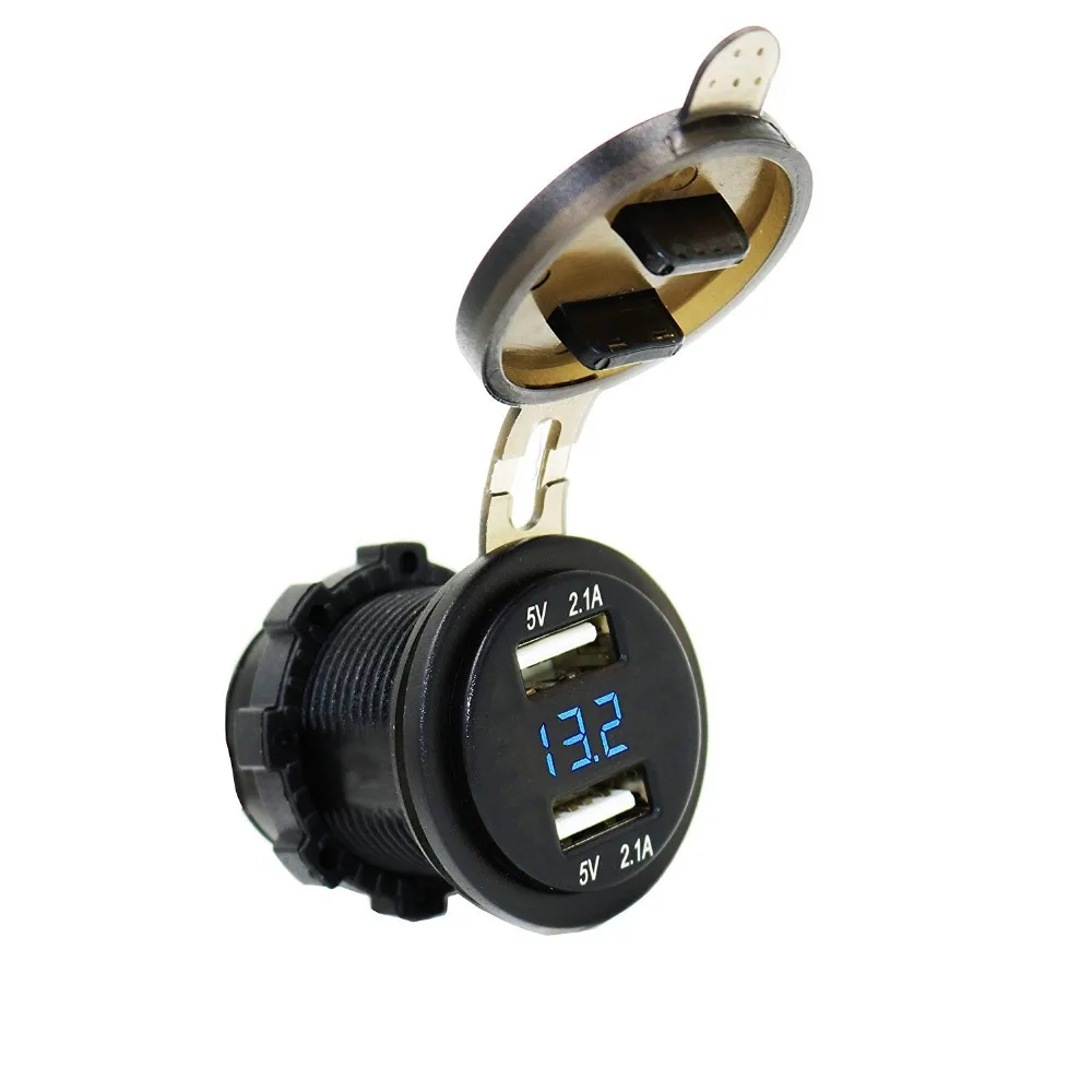 Motopower 12-24V 4.2Amp Dual USB Charger with Voltmeter LED Digital Display Universal for Car Boat Motorcycle RV BLUE (Classic)
Motopower 12-24V 4.2Amp Dual USB Charger with Voltmeter LED Digital Display Universal for Car Boat Motorcycle RV BLUE (Classic)