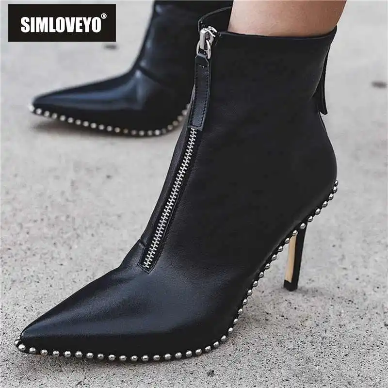 SIMLOVEYO Brand Winter Shoes women Pointed toe Thin heel Zipper Botas feminino mujer Genuine leather Shoes Black Solid A1316b
SIMLOVEYO Brand Winter Shoes women Pointed toe Thin heel Zipper Botas feminino mujer Genuine leather Shoes Black Solid A1316b