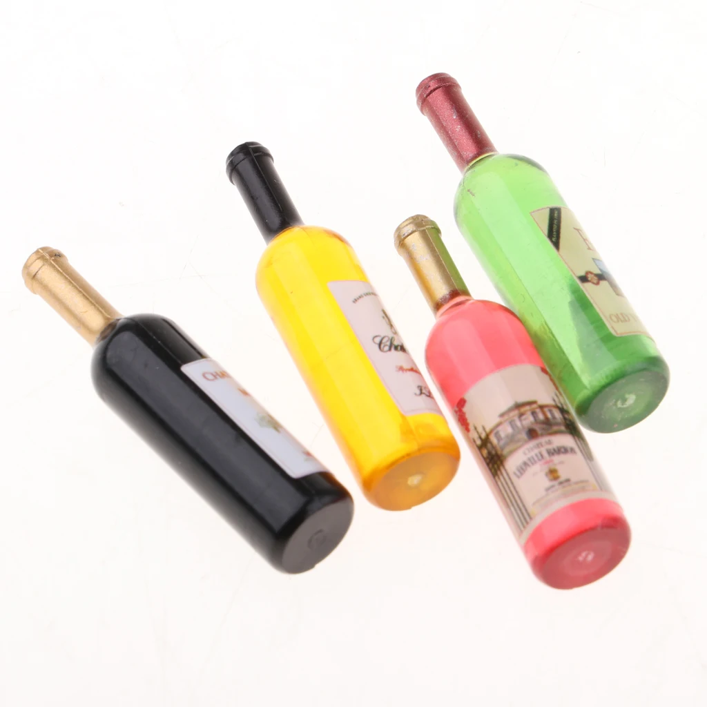 4PCS 1/12 Dollhouse Miniature Liquor Bottles Red Wine Bottles Models 4PCS 1/12 Dollhouse Miniature Liquor Bottles Red Wine Bottles Models