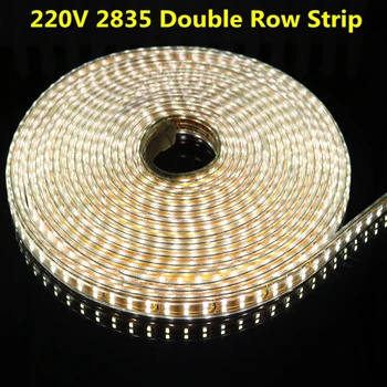 Gold PCB Double Row SMD 2835 LED Strip AC 220V 156 leds/M Waterproof Warm White flexible rope outdoor home decoration Tape
Gold PCB Double Row SMD 2835 LED Strip AC 220V 156 leds/M Waterproof Warm White flexible rope outdoor home decoration Tape