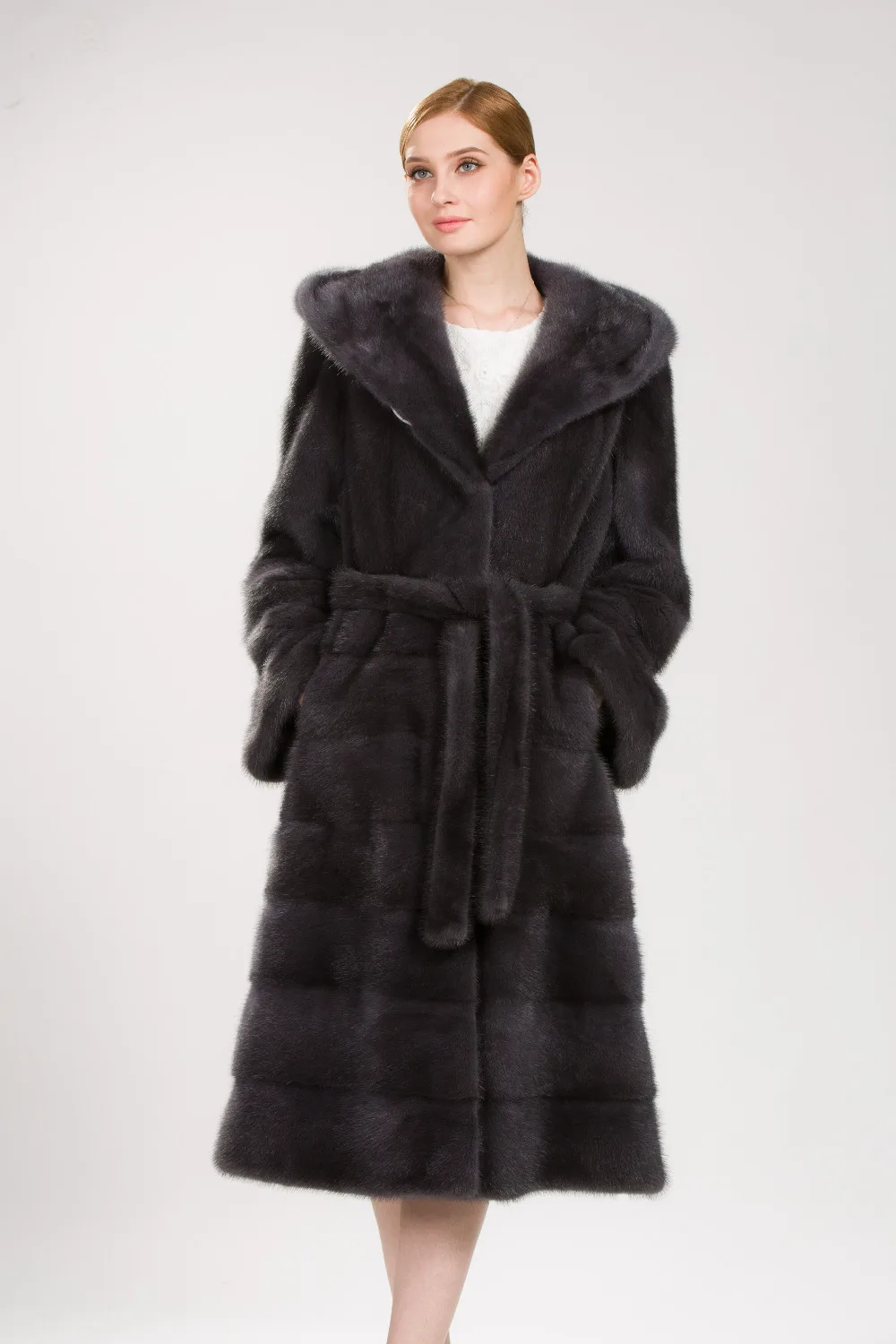 big hooded real natural mink fur coat with length of 115cm and dark grey full pelt mink
big hooded real natural mink fur coat with length of 115cm and dark grey full pelt mink