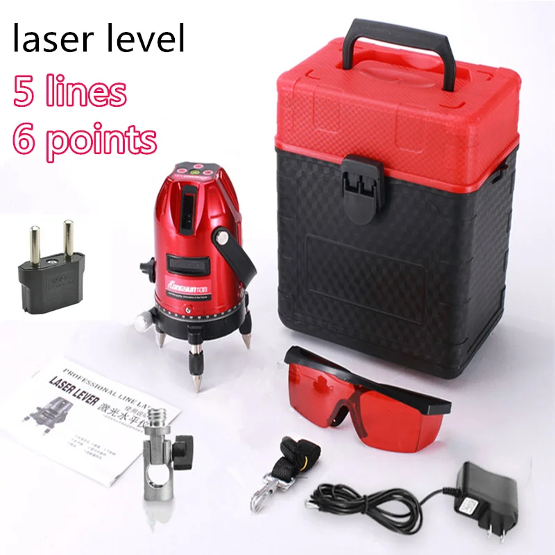 5 lines 6 points Rechargeable Red light Indoor outdoor rotary cross laser line leveling model receiver Infrared laser level tool
5 lines 6 points Rechargeable Red light Indoor outdoor rotary cross laser line leveling model receiver Infrared laser level tool