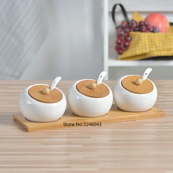 Creative ceramics Spices cans Sugar bowl Kitchen Sugar Bowl Ceramic Jars for spices Seasoning bottles Three sets of kitchen
Creative ceramics Spices cans Sugar bowl Kitchen Sugar Bowl Ceramic Jars for spices Seasoning bottles Three sets of kitchen