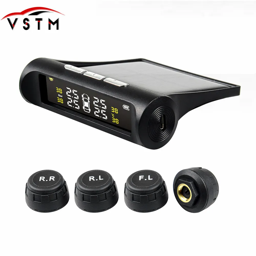 Tire Pressure Monitoring System Solar TPMS Universal Real-time LCD Screen Tyre Pressure Alarm with 4 External Sensor
Tire Pressure Monitoring System Solar TPMS Universal Real-time LCD Screen Tyre Pressure Alarm with 4 External Sensor