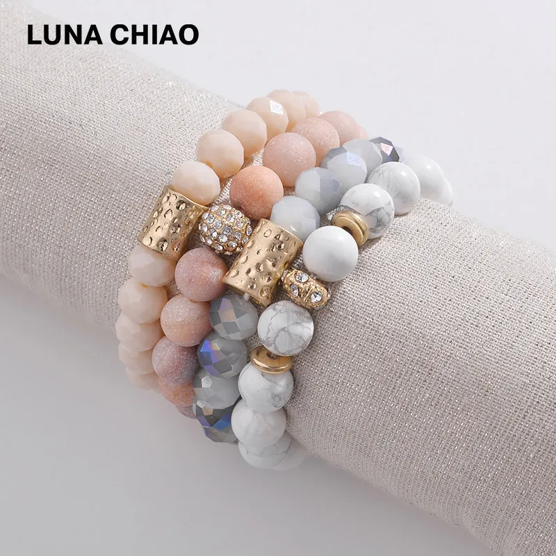 LUNA CHIAO Blush Crystal Natural White Marble Stone Beaded Bracelet Pack Stacked Bracelets Set for Women
LUNA CHIAO Blush Crystal Natural White Marble Stone Beaded Bracelet Pack Stacked Bracelets Set for Women