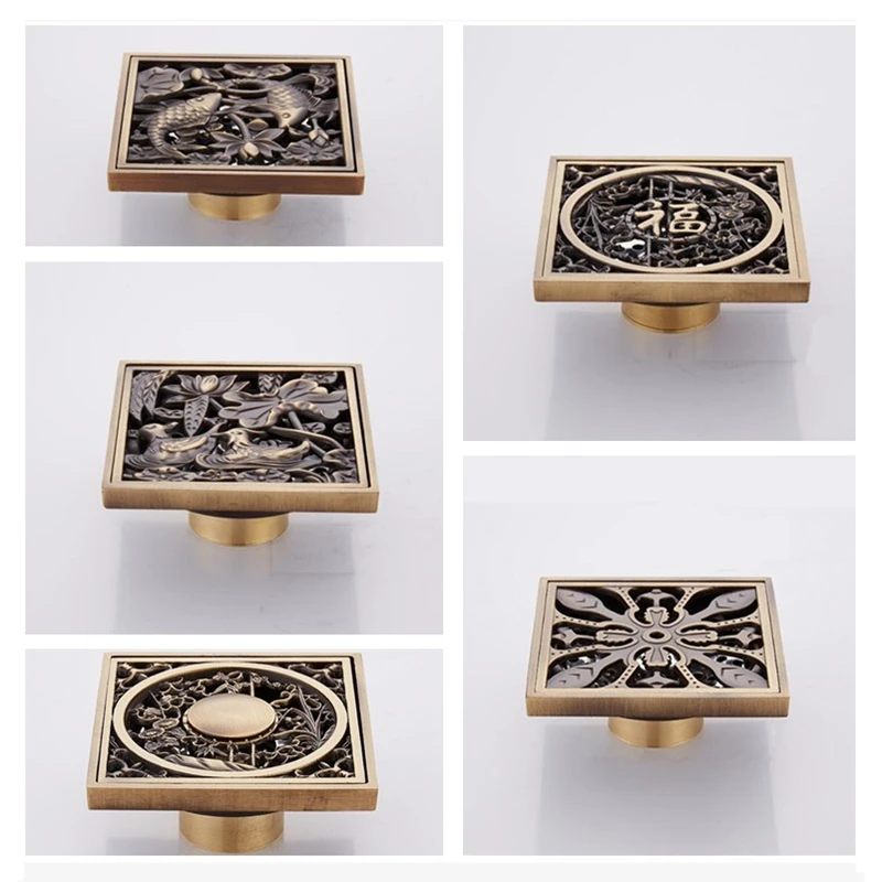 LIUYUE Floor Drain 10 CM Antique Brass Bathroom Square Shower Drain Strainer Floor Cover Art Carved Pattern Balcony Grate Waste
LIUYUE Floor Drain 10 CM Antique Brass Bathroom Square Shower Drain Strainer Floor Cover Art Carved Pattern Balcony Grate Waste