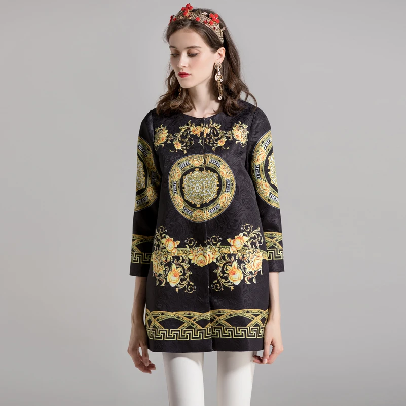 High quality 2019 autumn/winter fashion designer runway Long coat Women's Long Sleeve Flower Print Vintage Beaded Crystal Jacket
High quality 2019 autumn/winter fashion designer runway Long coat Women's Long Sleeve Flower Print Vintage Beaded Crystal Jacket