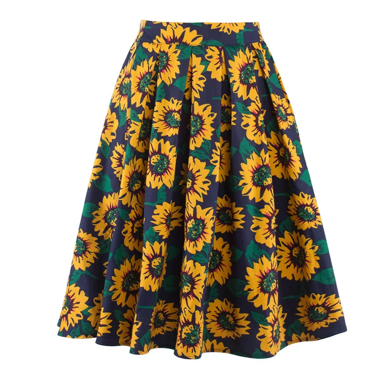 Women yellow Pineapple sunflower big flower print Bodycon skirt for women vintage Umbrella pleated skirt autumn winter 2017 49
Women yellow Pineapple sunflower big flower print Bodycon skirt for women vintage Umbrella pleated skirt autumn winter 2017 49