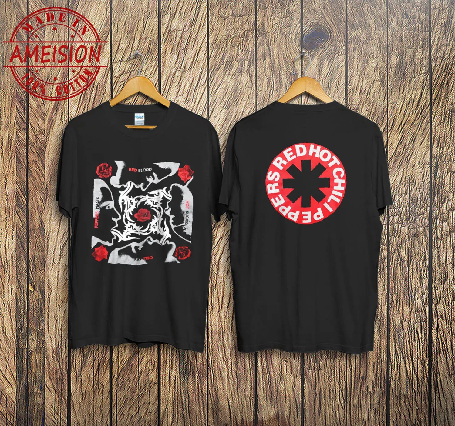 T Shirt Vintage Red Hot Chili Peppers Shirt 1991 Blood Sugar Reprint Shirt Short Sleeves Cotton T-Shirt O-Neck Tops Tee Shirts