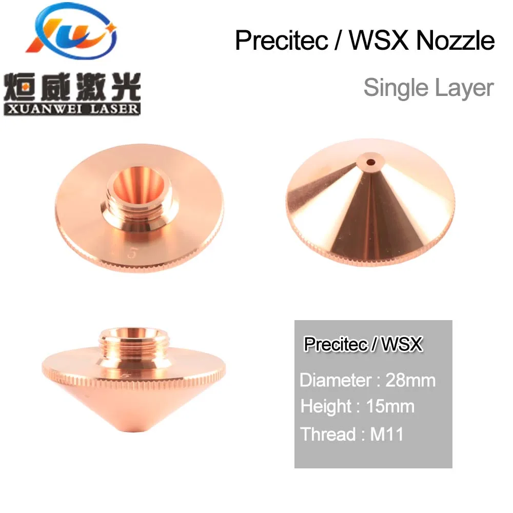Precitec WSX Laser Nozzle Single/Double Layer Dia.28mm H15 M11 Caliber 0.8-5.0mm IPG/Highyag/Precitec Laser Cutting Head
Precitec WSX Laser Nozzle Single/Double Layer Dia.28mm H15 M11 Caliber 0.8-5.0mm IPG/Highyag/Precitec Laser Cutting Head