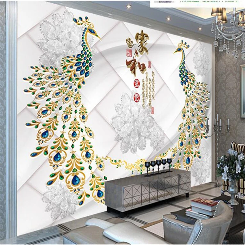 beibehang Wallpaper Large Wall Painting 3D Stereo Luxury Continental Peacock Jewelery Background Wallpaper papel de parede
beibehang Wallpaper Large Wall Painting 3D Stereo Luxury Continental Peacock Jewelery Background Wallpaper papel de parede