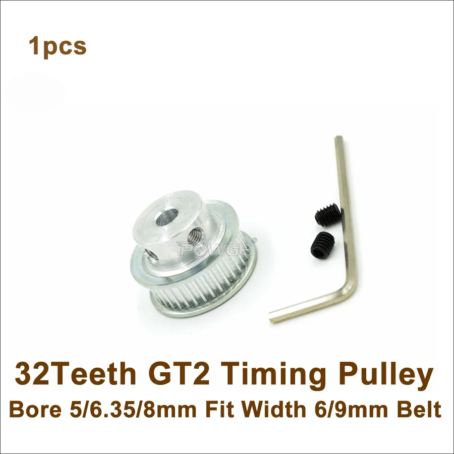POWGE 32 Teeth 2GT Timing Pulley Bore 5/6.35/8mm Fit Width 6mm,9mm GT2 Timing Belt 3D Printer 32teeth 32T GT2 Timing Belt Pulley
POWGE 32 Teeth 2GT Timing Pulley Bore 5/6.35/8mm Fit Width 6mm,9mm GT2 Timing Belt 3D Printer 32teeth 32T GT2 Timing Belt Pulley