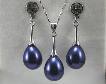 wholesale noble 12*16mm dark blue shell pearl pendant & fu lucky earring jewelry set 001 AA1013
wholesale noble 12*16mm dark blue shell pearl pendant & fu lucky earring jewelry set 001 AA1013