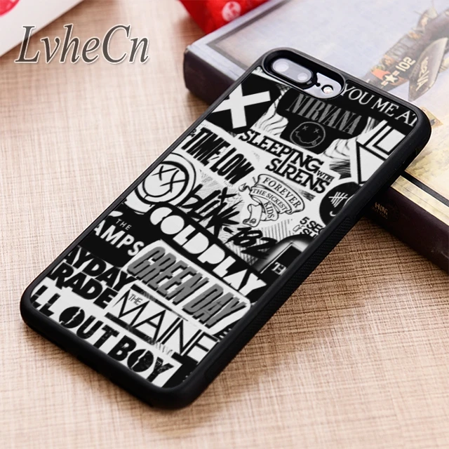 LvheCn ROCK BAND LOGO COLLAGE phone Case cover For iPhone 5 6 6s 7 8 plus X XR XS max 11 12 Pro Samsung Galaxy S7 edge S8 S9 S10 | Мобильные