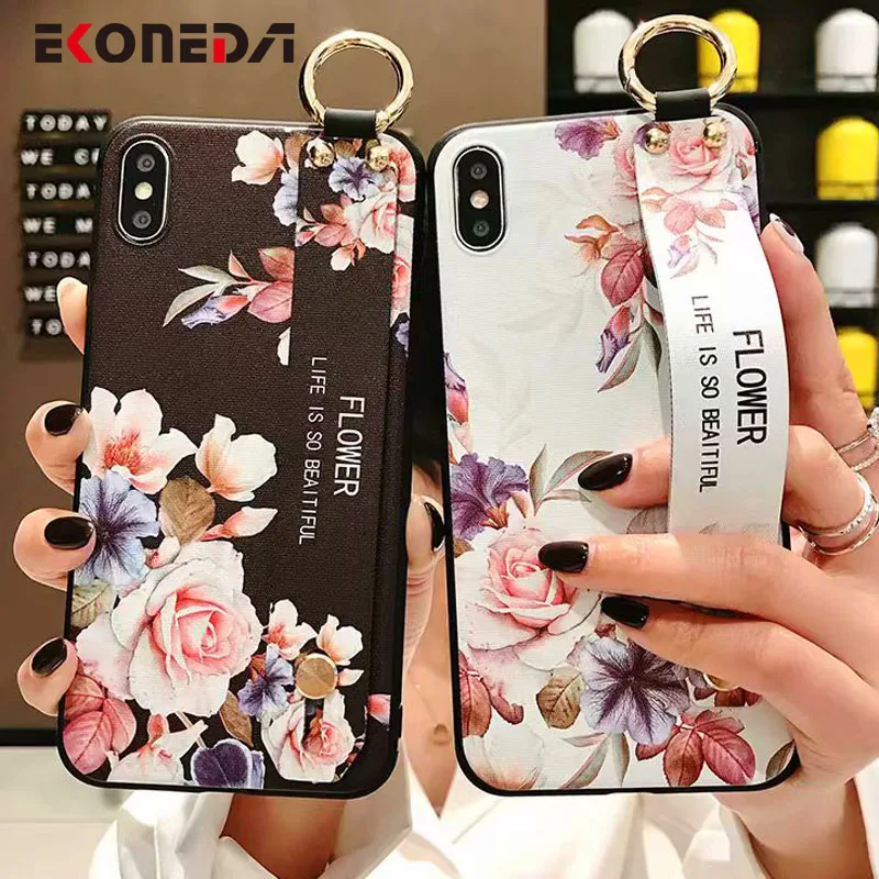 EKONEDA Summer Flower Silicone Case For iPhone X Case Wrist Strap Girl Cover For iPhone 7 Plus 6 6S 8 Plus XS Max XR X Case
EKONEDA Summer Flower Silicone Case For iPhone X Case Wrist Strap Girl Cover For iPhone 7 Plus 6 6S 8 Plus XS Max XR X Case