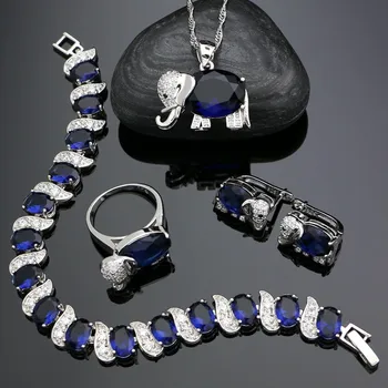 Elephant Shape 925 Sterling Silver Jewelry Sets For Women Blue Stones Cubic Zirconia Earrings/Pendant/Necklace/Ring/Bracelet
Elephant Shape 925 Sterling Silver Jewelry Sets For Women Blue Stones Cubic Zirconia Earrings/Pendant/Necklace/Ring/Bracelet