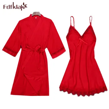 Fdfklak Sexy sleepwear set women's nightwear silk robe lace dressing gowns female bathrobe two piece robes sets lingerie femme
Fdfklak Sexy sleepwear set women's nightwear silk robe lace dressing gowns female bathrobe two piece robes sets lingerie femme