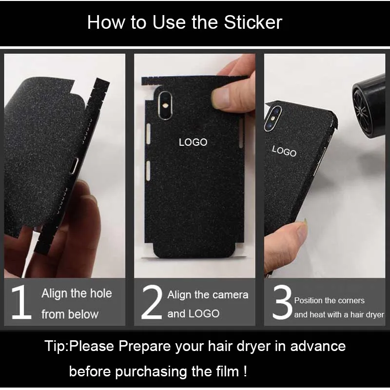 YIESOM 3D Carbon Fiber Skins Back Film For iPhone X 10 8 7 6S 6 Plus Back Body Paste Protective Stickers For iPhone X 8 7 Plus (1)