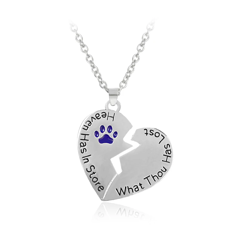 Heart Shape Broken Heart Pendant Necklace Blue Cats Dogs Paws Claw"heaven has in store what thou has lost"Family Friends Jewelry
Heart Shape Broken Heart Pendant Necklace Blue Cats Dogs Paws Claw"heaven has in store what thou has lost"Family Friends Jewelry