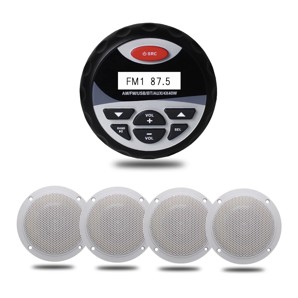 Marine Audio Boat Radio FM AM Receiver Bluetooth Waterproof Stereo USB MP3 4"Speaker 2Pairs for Car Boat ATV UTV RV Bath Cart
Marine Audio Boat Radio FM AM Receiver Bluetooth Waterproof Stereo USB MP3 4"Speaker 2Pairs for Car Boat ATV UTV RV Bath Cart