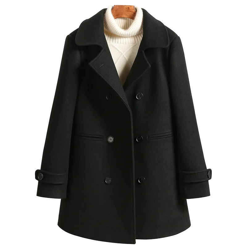Women Turn-Down Collar Black Coats Autumn Winter Long Sleeve Blends Outerwear Casual Button Loose Overcoats
Women Turn-Down Collar Black Coats Autumn Winter Long Sleeve Blends Outerwear Casual Button Loose Overcoats