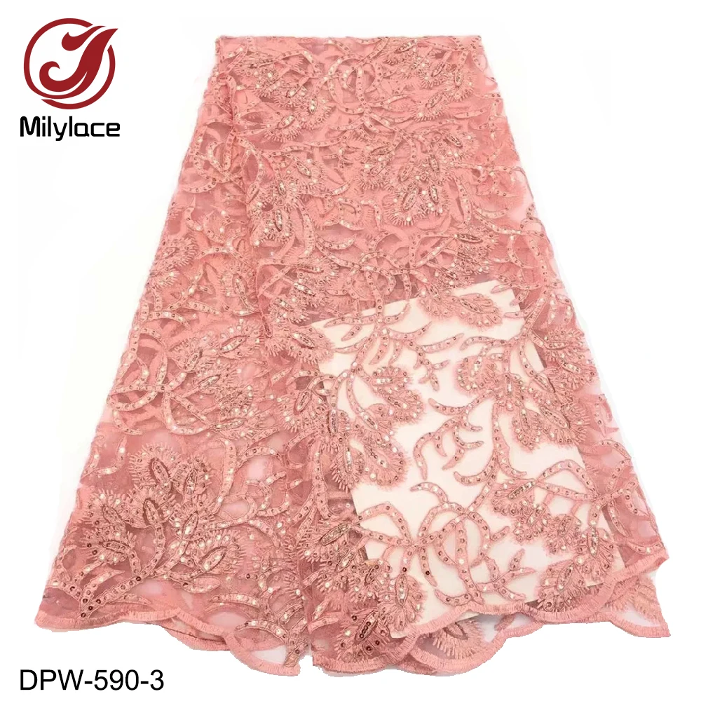 Milylace new African lace fabric 5 yards high quality 2019 shiny sequined mesh lace with floral embroidery for dresses DPW-590
Milylace new African lace fabric 5 yards high quality 2019 shiny sequined mesh lace with floral embroidery for dresses DPW-590