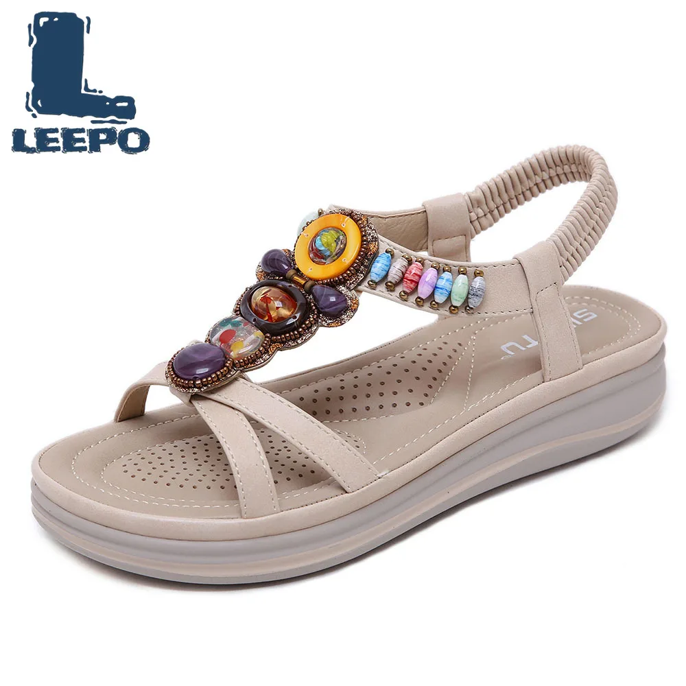 LEEPO Women Summer Flat Platform Sandles Gladiator Gemstone Beaded Crystal Peep Toe Boho Shoes Woman Large Size Boho Sandals
LEEPO Women Summer Flat Platform Sandles Gladiator Gemstone Beaded Crystal Peep Toe Boho Shoes Woman Large Size Boho Sandals