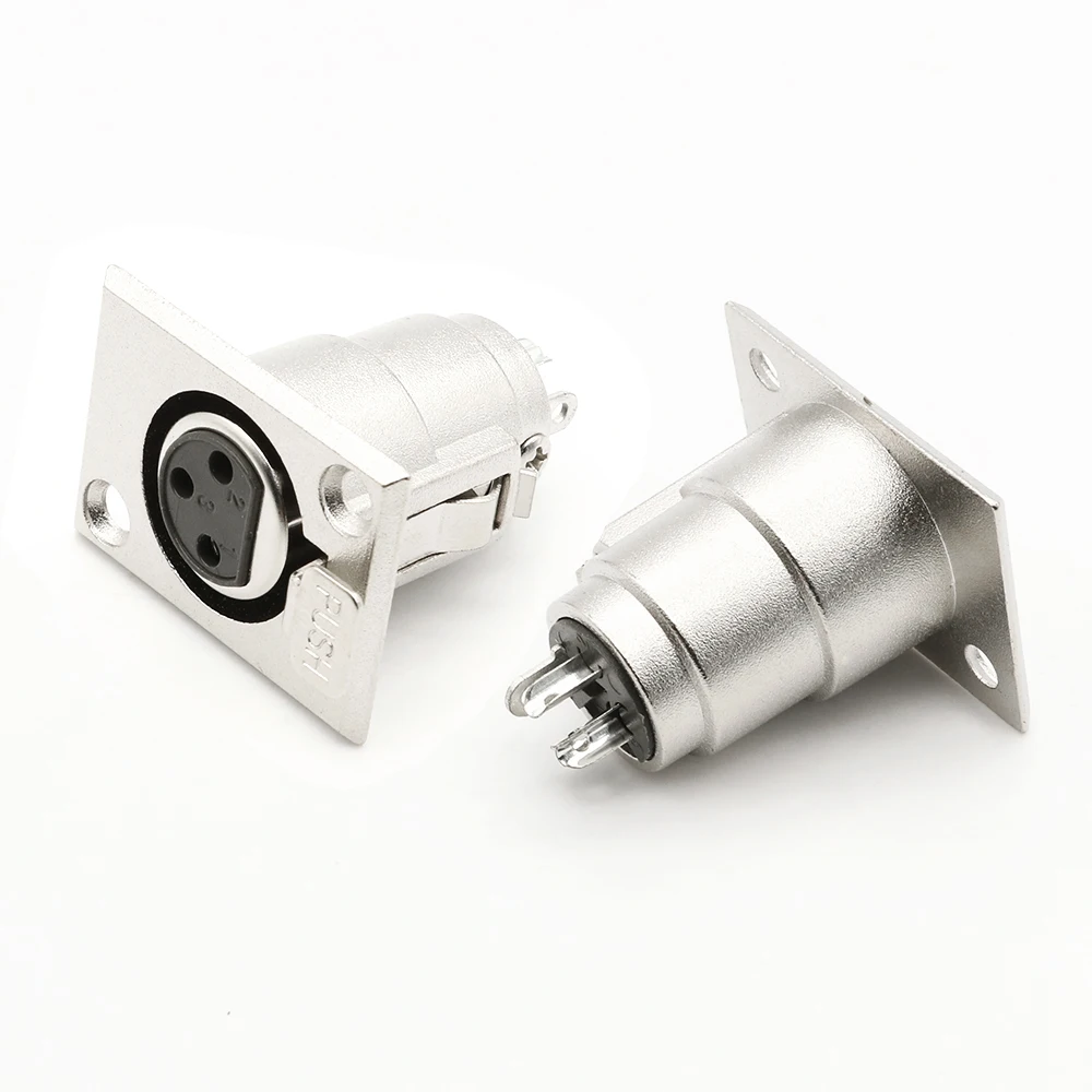 1 Pair Jack Nickel Plated 3 Pin XLR Male/Female Socket Panel Mount Connector XLR Converter
1 Pair Jack Nickel Plated 3 Pin XLR Male/Female Socket Panel Mount Connector XLR Converter