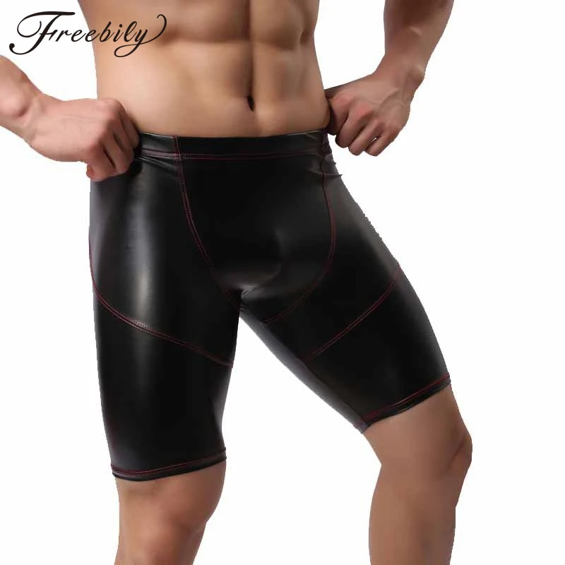 Фото Сексуальные мужские трусы из ПВХ больших размеров шорты боксеры Клубная одежда