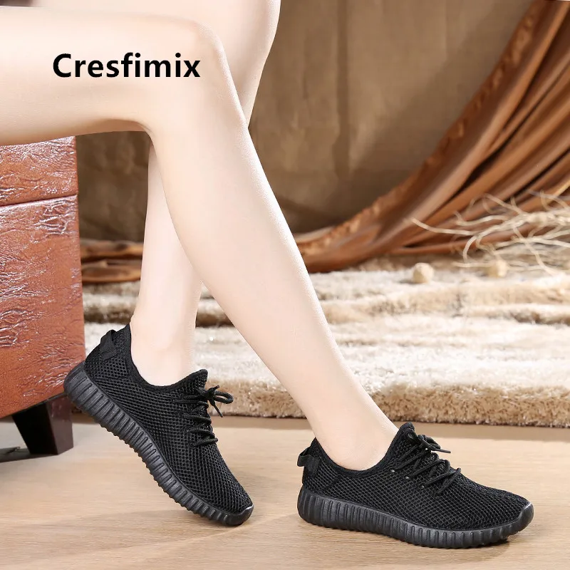 

Cresfimix lady cute light weight mesh breathable black shoes women spring comfortable white shoes chaussures pour femmes a5099
