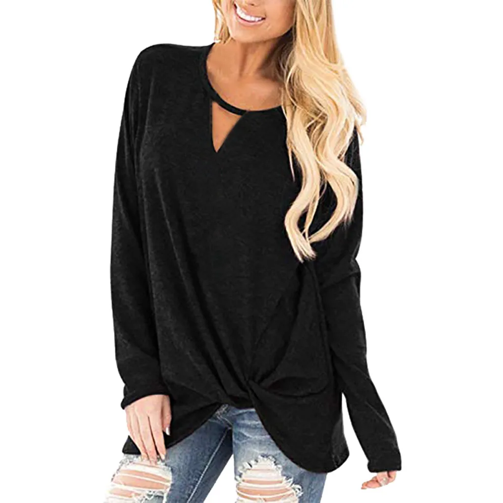Women's Causal V-Neck T Shirts Ladies Casusal Long Sleeve Side Twist Knotte Tunic Tops Tee Shirts Femme camisas mujer New 2019
Women's Causal V-Neck T Shirts Ladies Casusal Long Sleeve Side Twist Knotte Tunic Tops Tee Shirts Femme camisas mujer New 2019