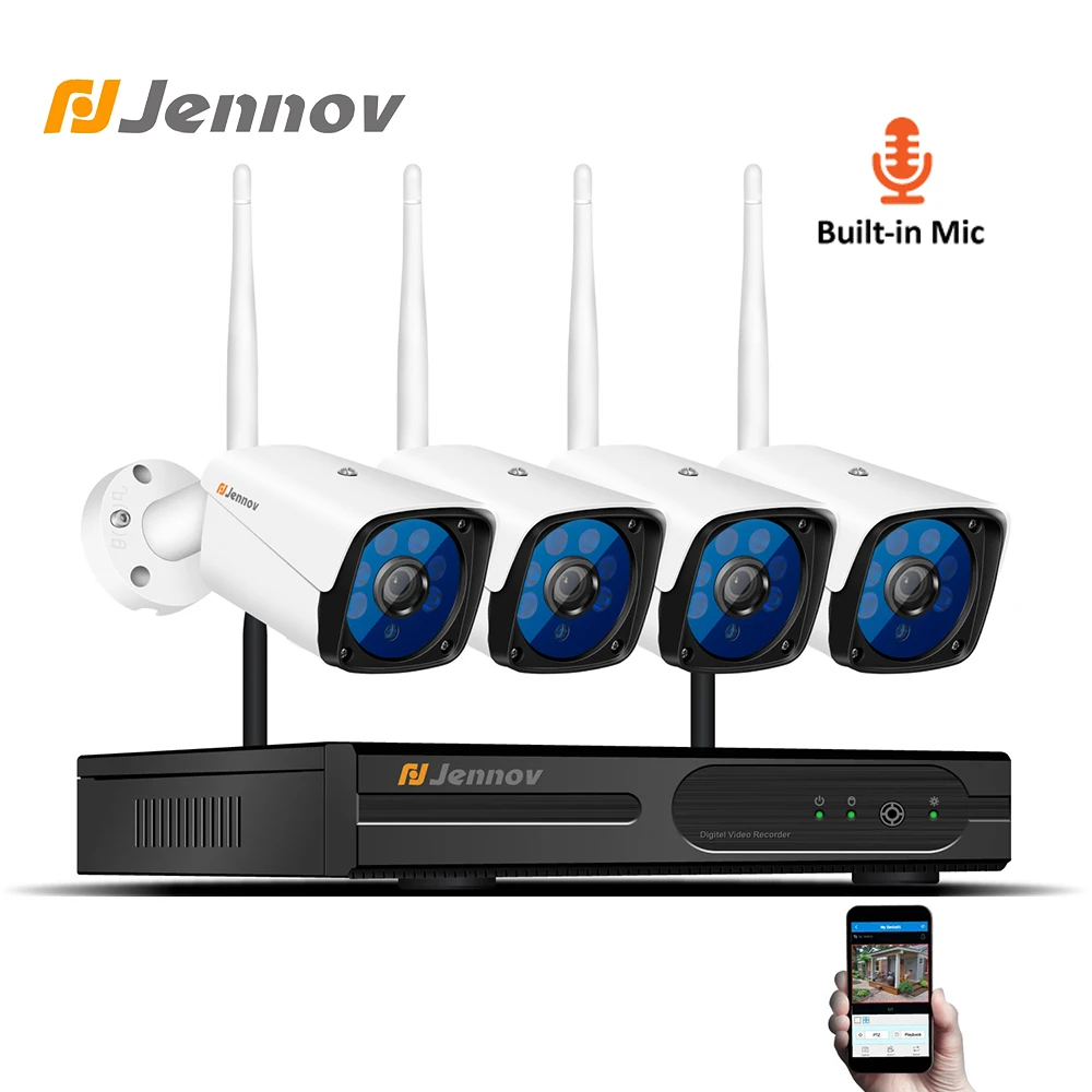 Jennov 4CH 1080P Security Camera System Wifi Video Surveillance Kit Outdoor IP Camera Wireless CCTV Set Audio System Wi-Fi IR
Jennov 4CH 1080P Security Camera System Wifi Video Surveillance Kit Outdoor IP Camera Wireless CCTV Set Audio System Wi-Fi IR