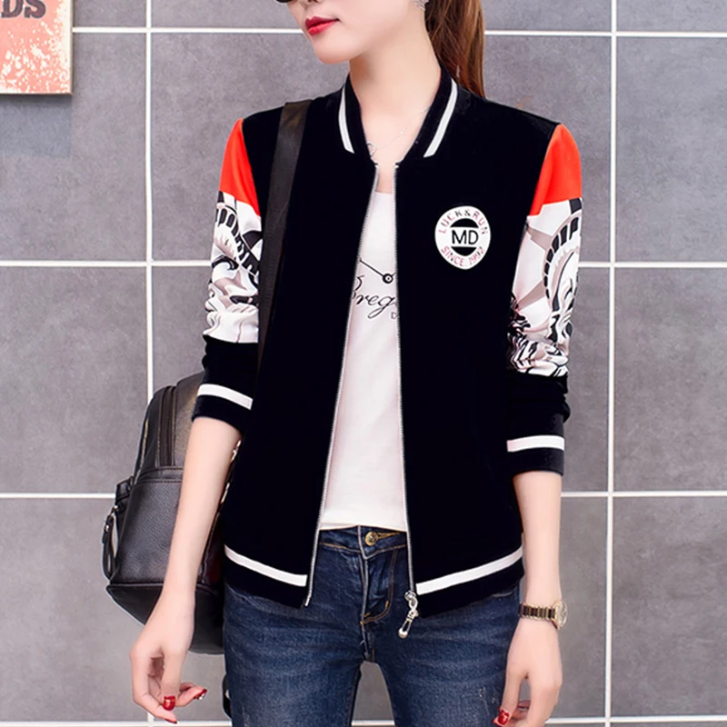 Women Basic Jacket Coat Autumn Print Striped Tops Girl Casual Long Sleeve Baseball Outwear Plus Size Women Bomber Jacket
Women Basic Jacket Coat Autumn Print Striped Tops Girl Casual Long Sleeve Baseball Outwear Plus Size Women Bomber Jacket