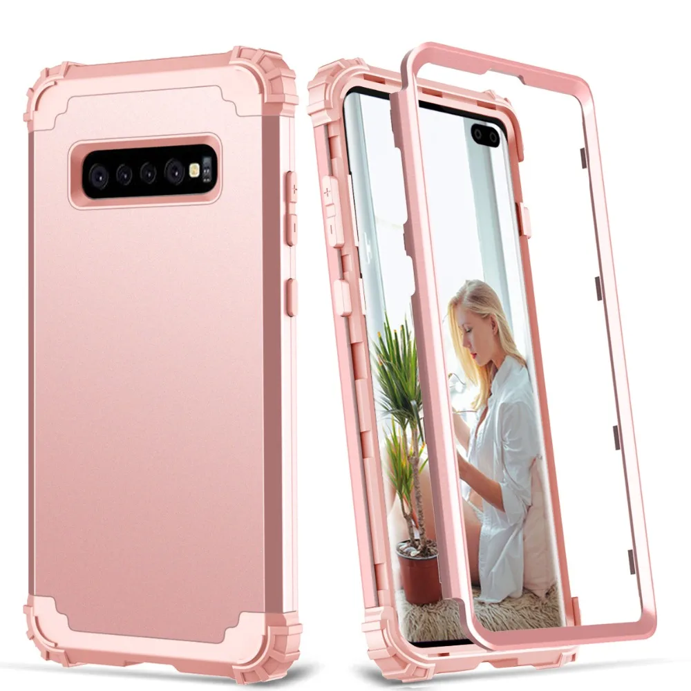 Чехлы для телефонов Samsung Galaxy S10 Plus Жесткий ПК + Мягкий силикон 3 слойный Гибридный