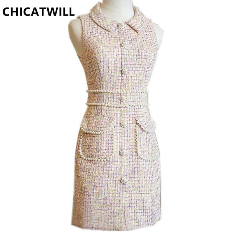 CHICATWILL 2019 New Elegant Office Lady Pink Tweed Dress Pearls Beading Buttons French Style Women Dresses Work Slim
CHICATWILL 2019 New Elegant Office Lady Pink Tweed Dress Pearls Beading Buttons French Style Women Dresses Work Slim