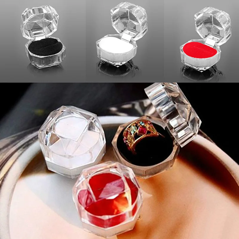 JAVRICK Fashion 3.5*4cm Acrylic Crystal Box JewelryTransparental Case Ring & Display Jewelry | Украшения и аксессуары