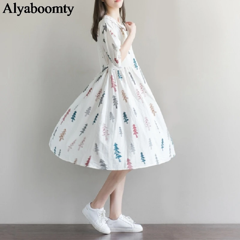 New Japanese Mori Girl Summer Women Cute Dress Peter Pan Collar Tree Printed Loose Dress Elegant Kawaii Half Sleeve Cotton Dress
New Japanese Mori Girl Summer Women Cute Dress Peter Pan Collar Tree Printed Loose Dress Elegant Kawaii Half Sleeve Cotton Dress