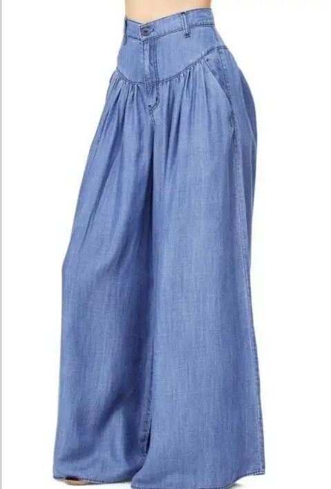 2019 female high waist long haren mouth bag loose pleated denim blue wide leg party pants
2019 female high waist long haren mouth bag loose pleated denim blue wide leg party pants