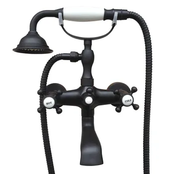 Black Oil Rubbed Brass Double Cross Handles Wall Mounted Claw Foot Bathroom Tub Faucet Mixer Tap With Handshower mtf609
Black Oil Rubbed Brass Double Cross Handles Wall Mounted Claw Foot Bathroom Tub Faucet Mixer Tap With Handshower mtf609