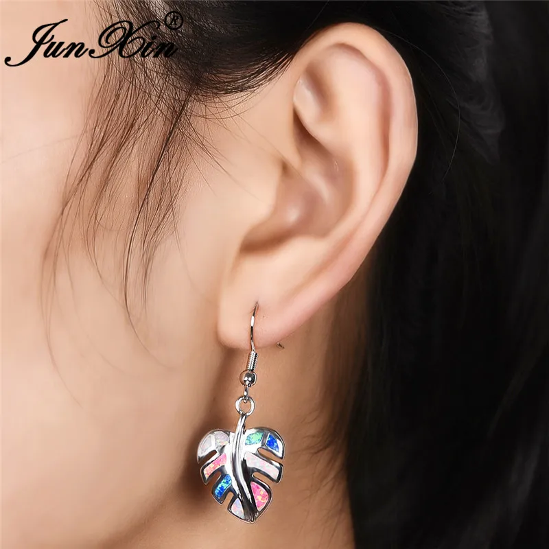 JUNXIN 925 Sterling Silver Filled Colorful Opal Earrings Blue White Pink Fire Opals Plant Maple Leaf Drop Earrings For Women
JUNXIN 925 Sterling Silver Filled Colorful Opal Earrings Blue White Pink Fire Opals Plant Maple Leaf Drop Earrings For Women