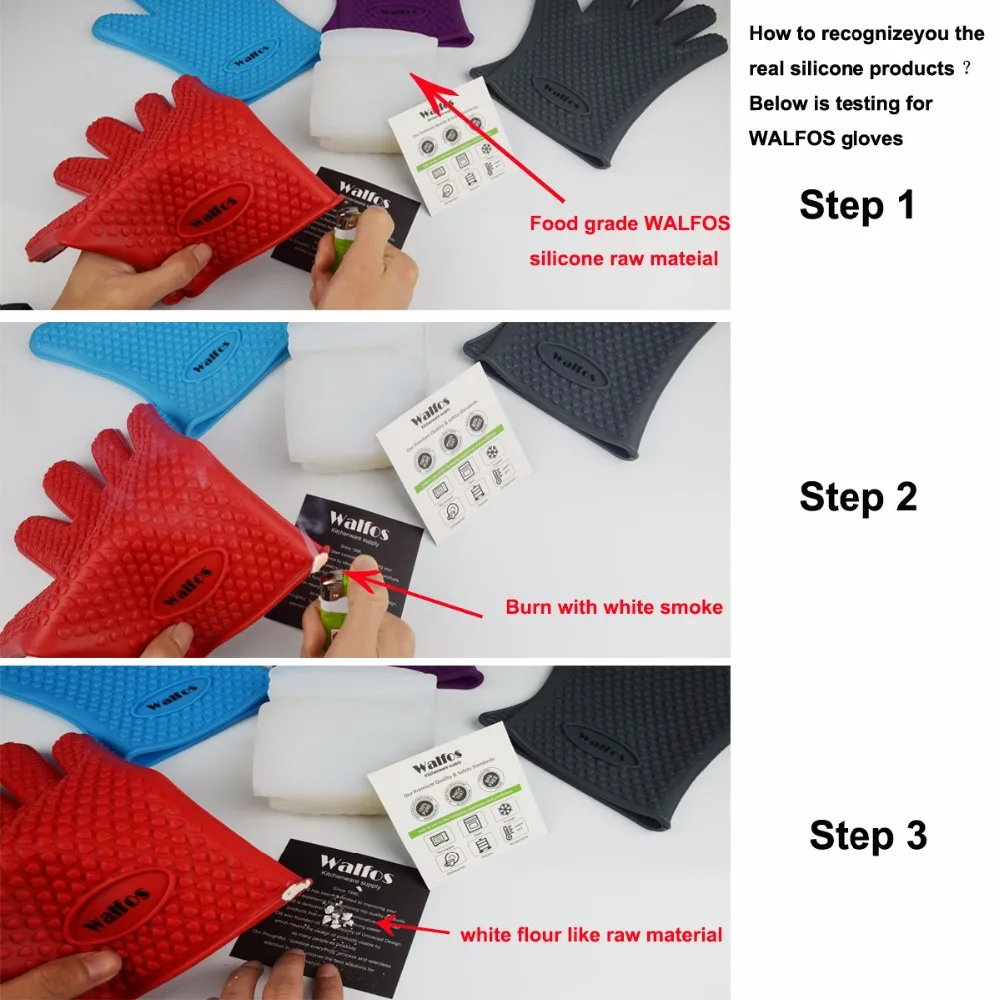 WALFOS 1 piece food grade Cooking Baking BBQ glove Heat Resistant Silicone BBQ Grill Glove barbecue grilling glove BBQ tools 23