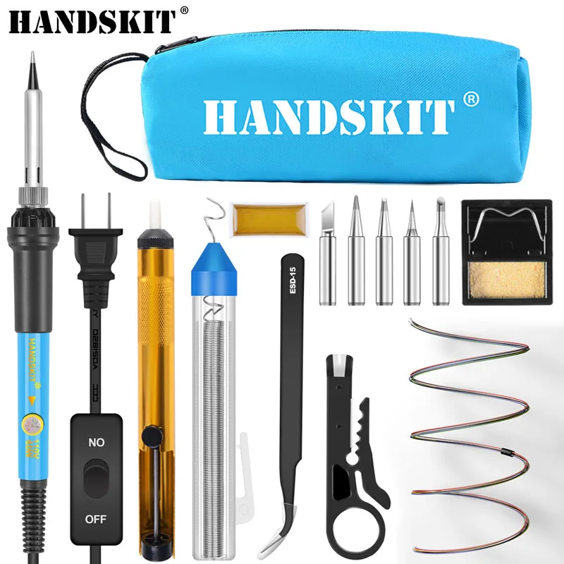 Handskit 220V 110V 60W Electric Soldering Iron Adjustable Solder Iron Desoldering Pump +5 Soldering Iron Tips Welding Tools
Handskit 220V 110V 60W Electric Soldering Iron Adjustable Solder Iron Desoldering Pump +5 Soldering Iron Tips Welding Tools