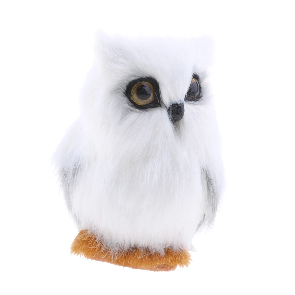 Mini Simulation Owl Animal Home Decoration Simulation Artificial Owl White