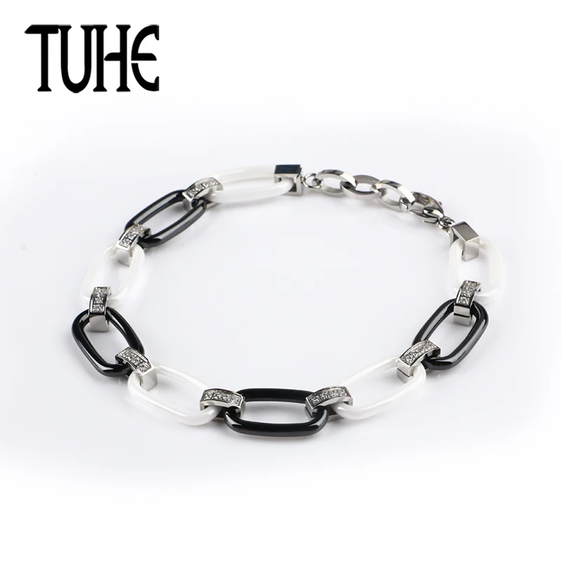 TUHE New Classic Black White Rectangle Bracelet For Women Crystal Rhinestone Healthy Ceramic Material Fashion Bangle Jewelry
TUHE New Classic Black White Rectangle Bracelet For Women Crystal Rhinestone Healthy Ceramic Material Fashion Bangle Jewelry