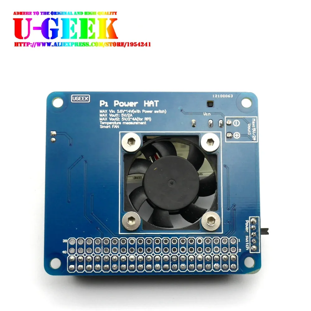 UGEEK Pi Power HAT Board with Programmable Smart Temperature Control Fan|6V~14V input|4A outmax|For Raspberry Pi 3B+/3B/3A+/zero
UGEEK Pi Power HAT Board with Programmable Smart Temperature Control Fan|6V~14V input|4A outmax|For Raspberry Pi 3B+/3B/3A+/zero