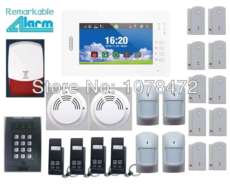 Classic FSK tech 7 inch touch screen GSM alarm system+Smart PIR detector,door/window sensor,smoke sensor,passwrod keypad ALARM
Classic FSK tech 7 inch touch screen GSM alarm system+Smart PIR detector,door/window sensor,smoke sensor,passwrod keypad ALARM