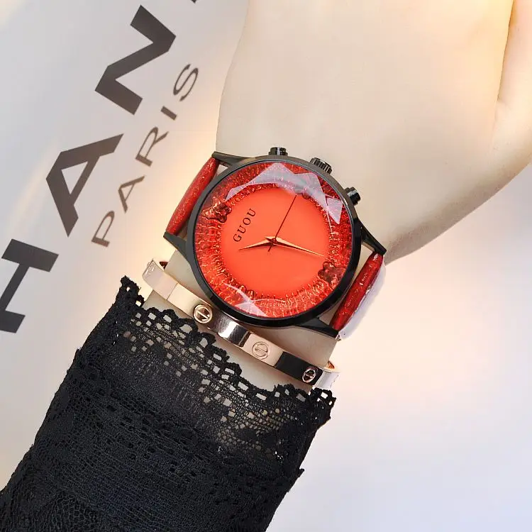 GUOU Luxury Brand Watch Fashion Top Quality Quartz Genuine Leather Lady Dress Women Rhinestone Watches Waterproof Wristwatches
GUOU Luxury Brand Watch Fashion Top Quality Quartz Genuine Leather Lady Dress Women Rhinestone Watches Waterproof Wristwatches