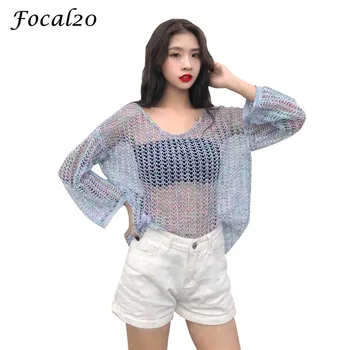 Focal20 Streetwear See Through Hollow out Women Knitted Sweater Autumn Long Sleeve Casual Loose Perspective Thin Sweater
Focal20 Streetwear See Through Hollow out Women Knitted Sweater Autumn Long Sleeve Casual Loose Perspective Thin Sweater